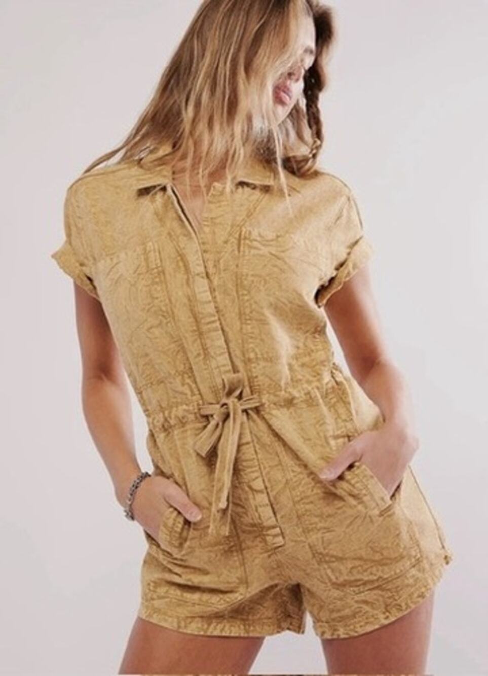 Free People Rhodes Chino Romper, EUC, Size S